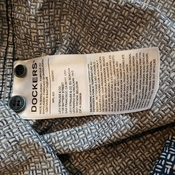 DOCKERS Blue & Beige Long Sleeve Casual Button-up Shirt XL Slim Fit - Picture 8 of 13